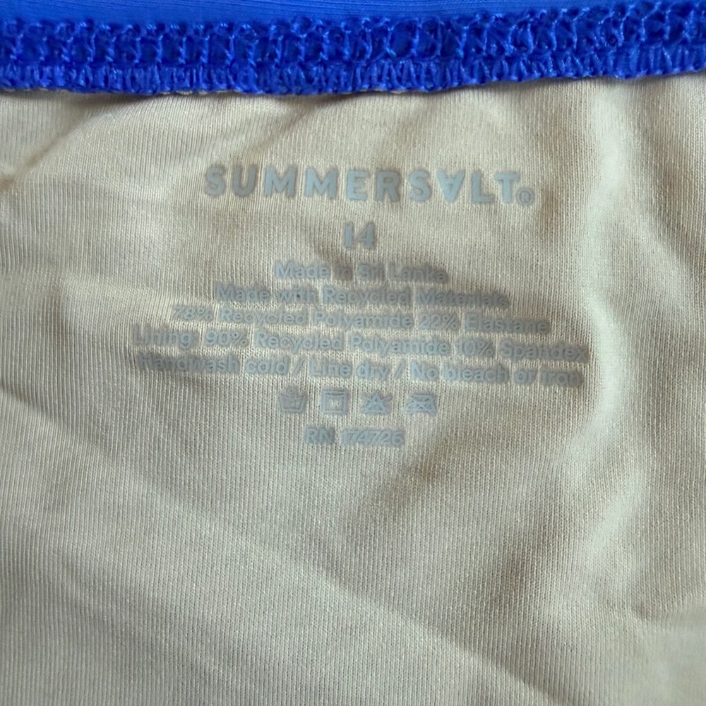 Summersalt High Leg Mid Rise Bikini Bottom Blue Navy Colorblock Size 14 NWT - Picture 2 of 3